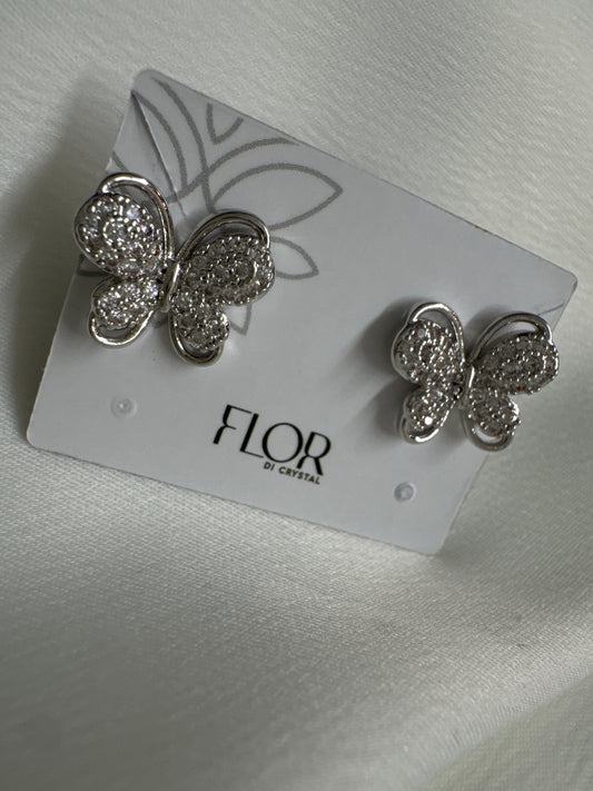 Brinco - Borboleta Redondo _rodio