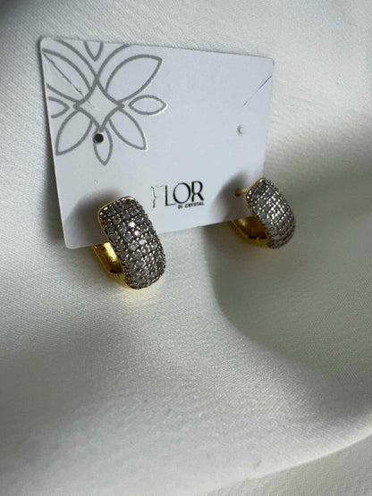 Argola Cravejada Luxo Maxi - Gold com Rodio Alongado