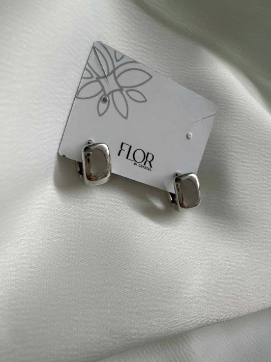 Brinco - Argola lisa small  quadrada - Rodio