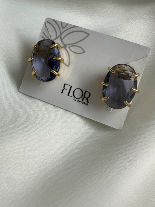 Brinco - Brinco oval grande ametista