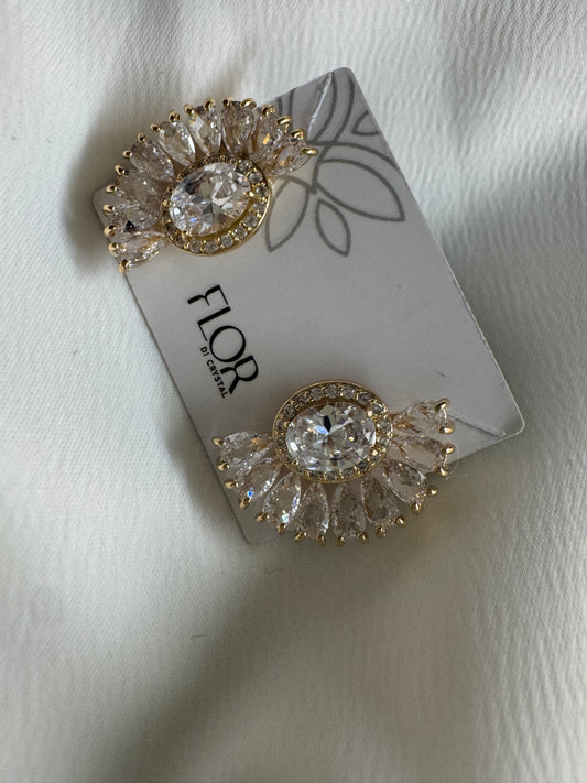 Brinco - Brinco de Cravejado em Leque -Cristal