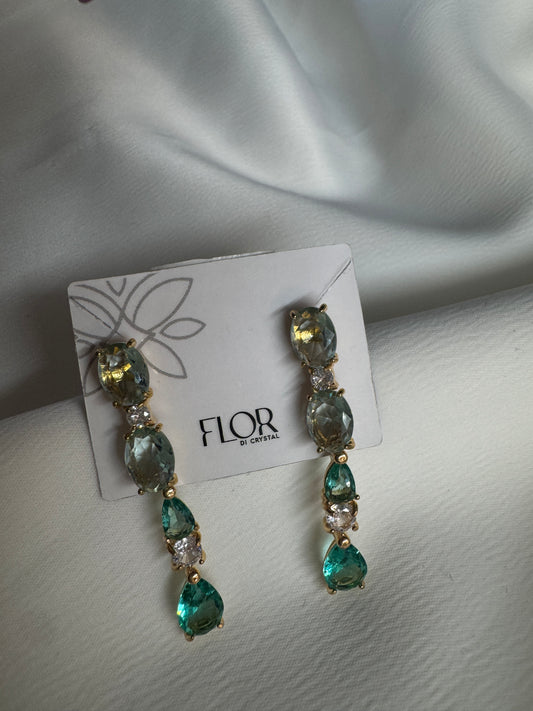 Brinco - Brinco Longo Verde  e cristal