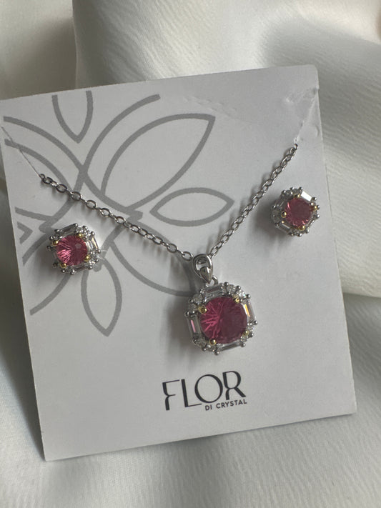 Conjunto - Conjunto de colar e brinco e anel _ vermelho e zirconias navete