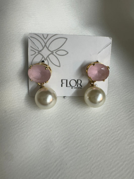 Brinco - Brinco rosa com perola