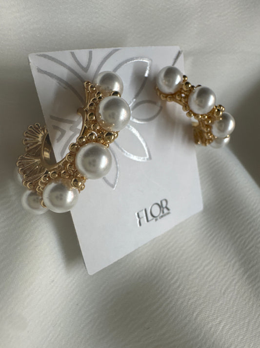 Brinco - brincos argola em perola -Luxo