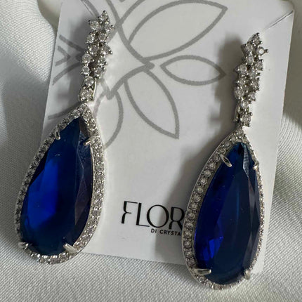 Brinco de gota Zirconia Azul marinho medio
