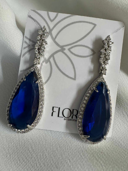 Brinco de gota Zirconia Azul marinho medio