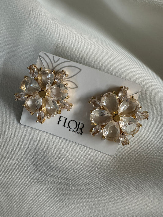 Brinco - Brinco de flor Zirconias cristal-  medio