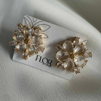 Brinco de flor Zirconias cristal-  medio