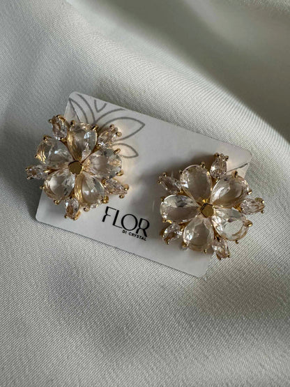 Brinco de flor Zirconias cristal-  medio