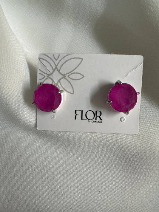 Brinco - Brinco de ponto de luz turmalina grande -  fuchia