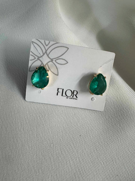 Brinco - Brinco ponto de luz gota em esmeralda