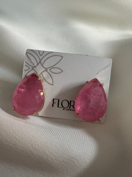 Brinco - Brinco de Gota Turmalina grande Rosa