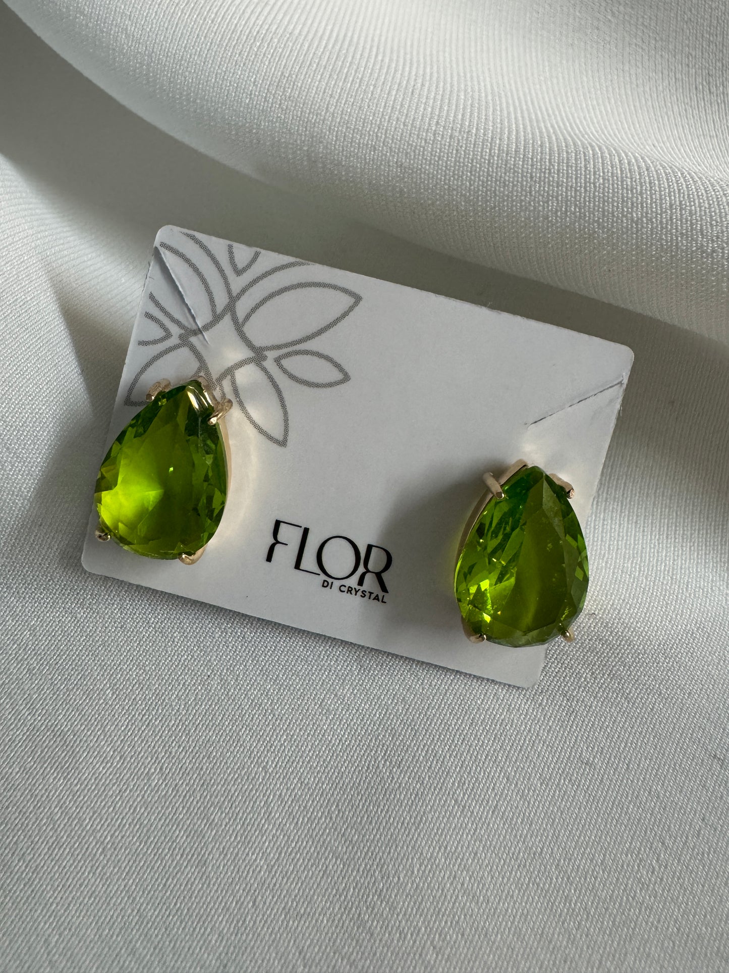 Brinco - Brinco de Gota cristal Verde Lima