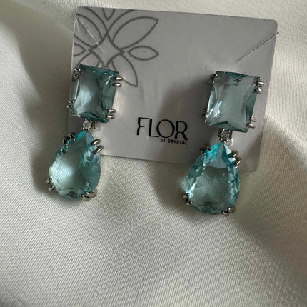 Brinco de gota Zirconia aqua Medio -pequeno