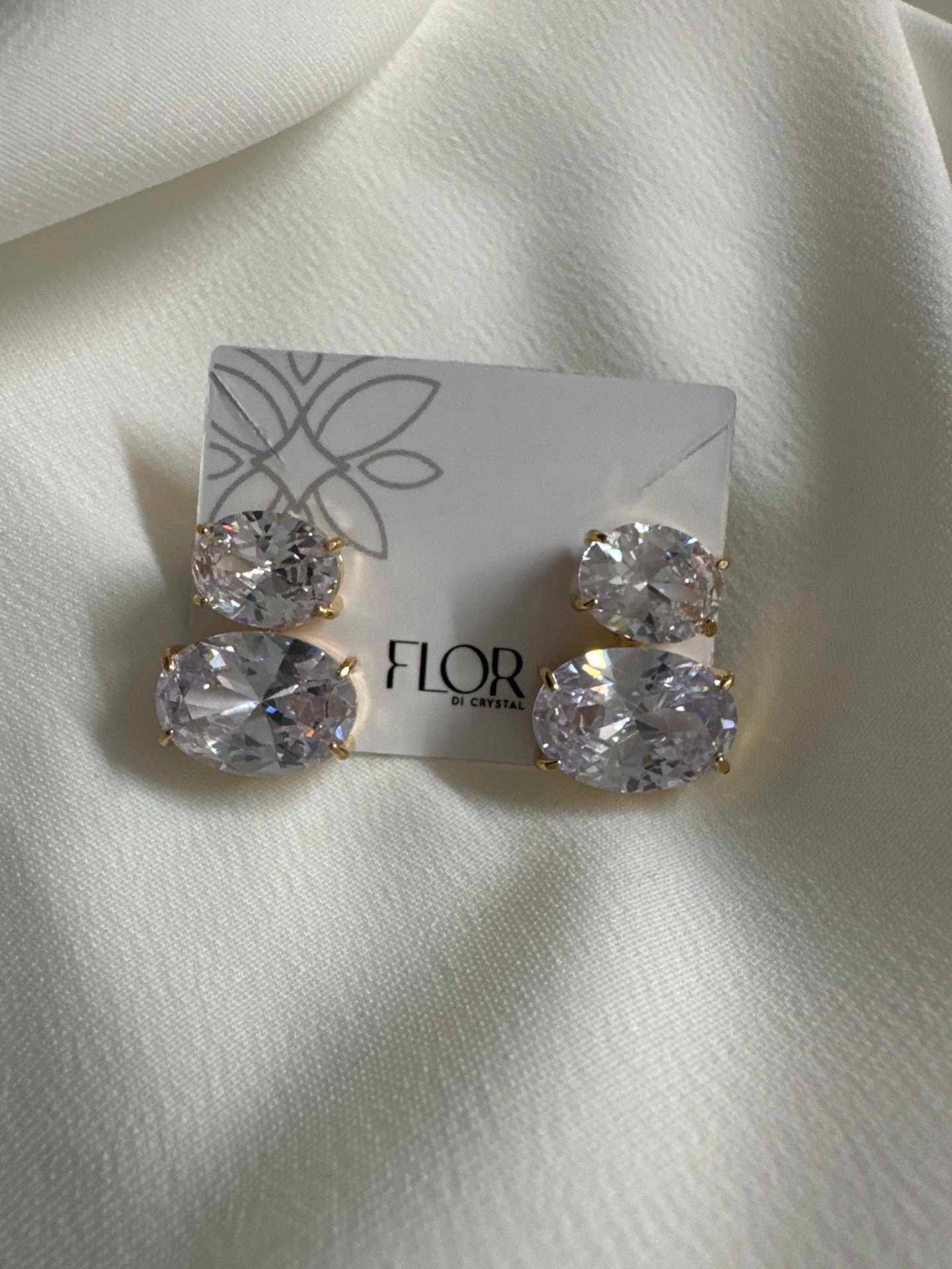 Brinco - Brinco de cristal oval grande