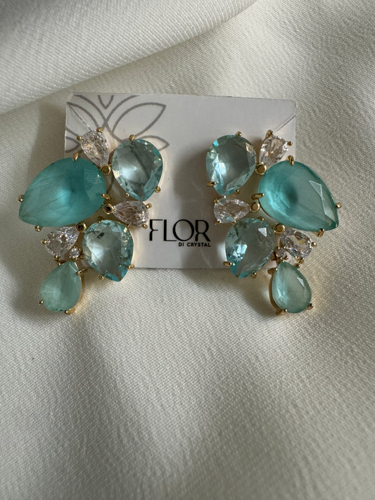 Brinco - Brinco de Cravejado de Cristal e Aqua