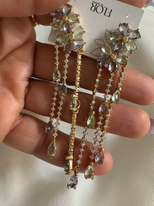 Brinco - Brinco de flore color com cascata