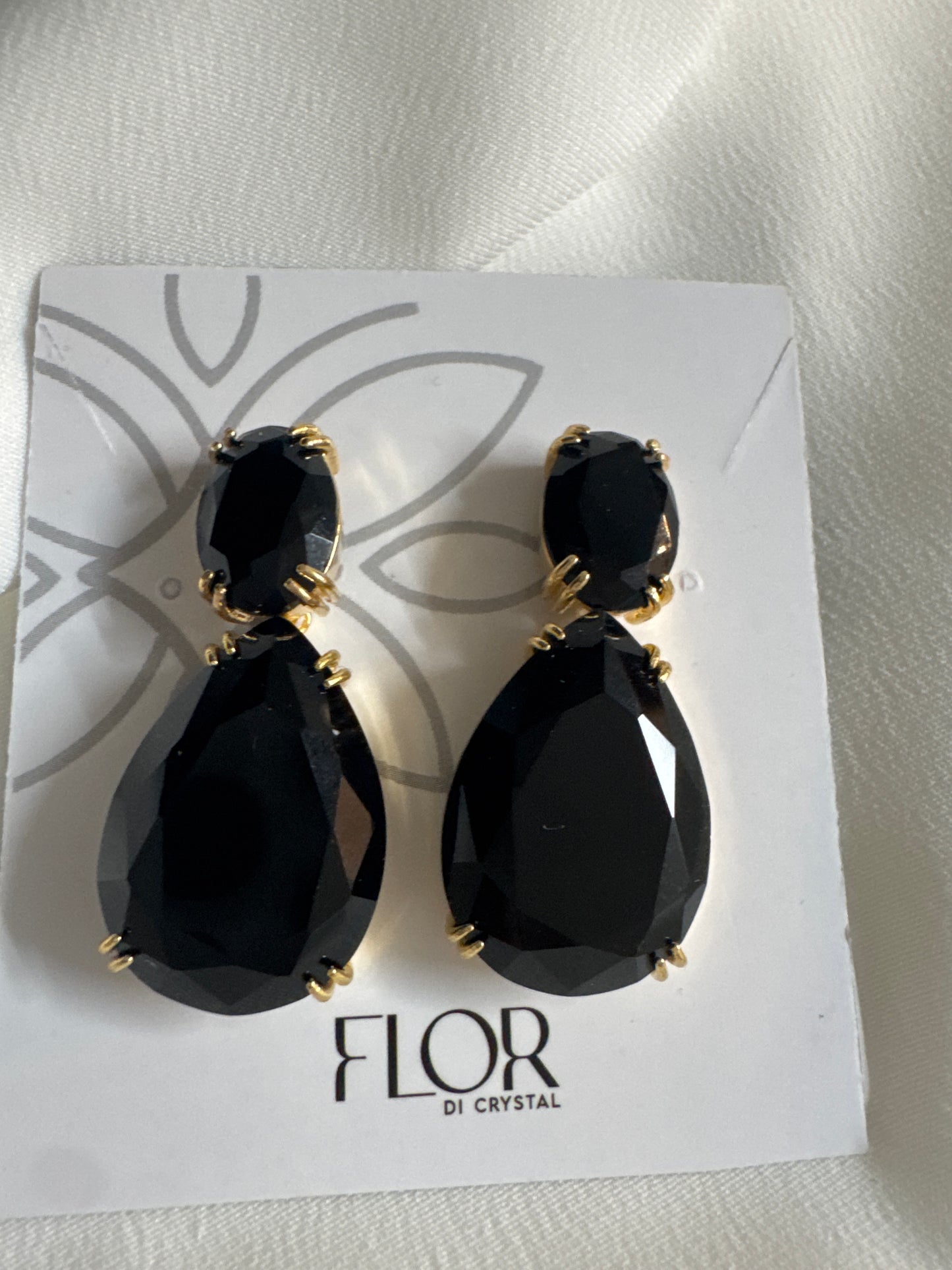 Brinco - Brinco de gota Zirconia onix