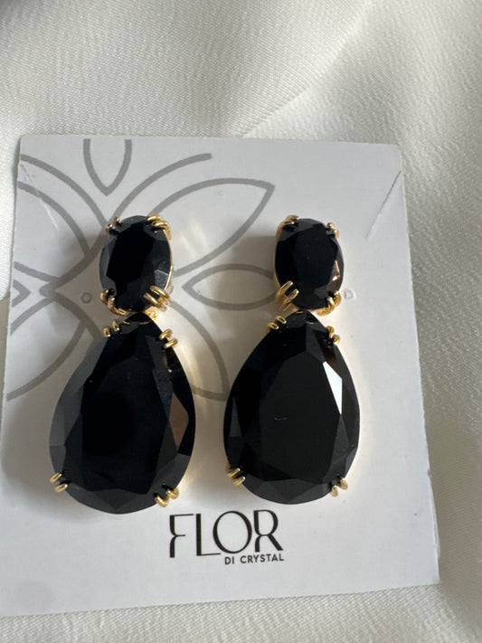 Brinco - Brinco de gota Zirconia onix