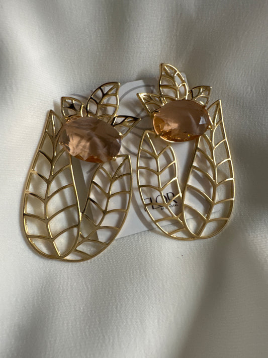 Brinco - Brinco pedra morganita Cravejada vasada