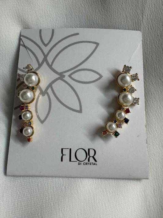 Brinco - Brinco  earcuff colorida com perola