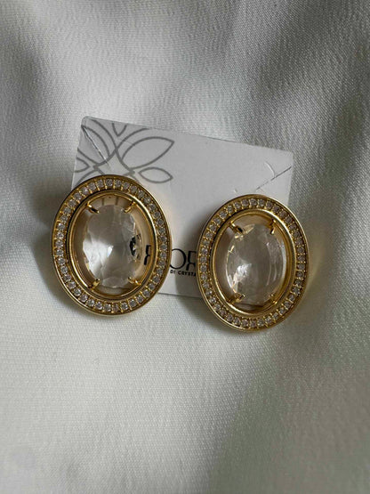 Brinco com Zirconia oval luxo