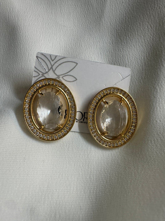 Brinco - Brinco com Zirconia oval luxo