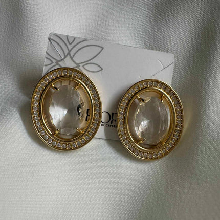 Brinco com Zirconia oval luxo