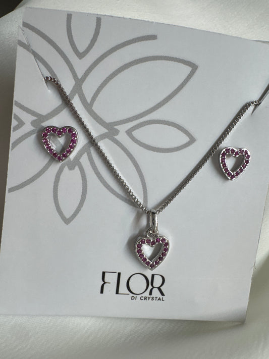 Conjunto - Conjunto delicado de coracao  mini rosa