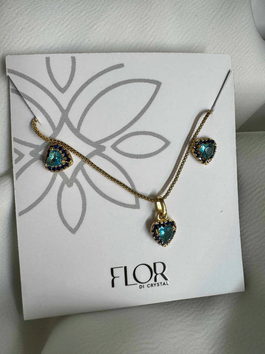 Conjunto - Conjunto delicado de coracao  mini azul