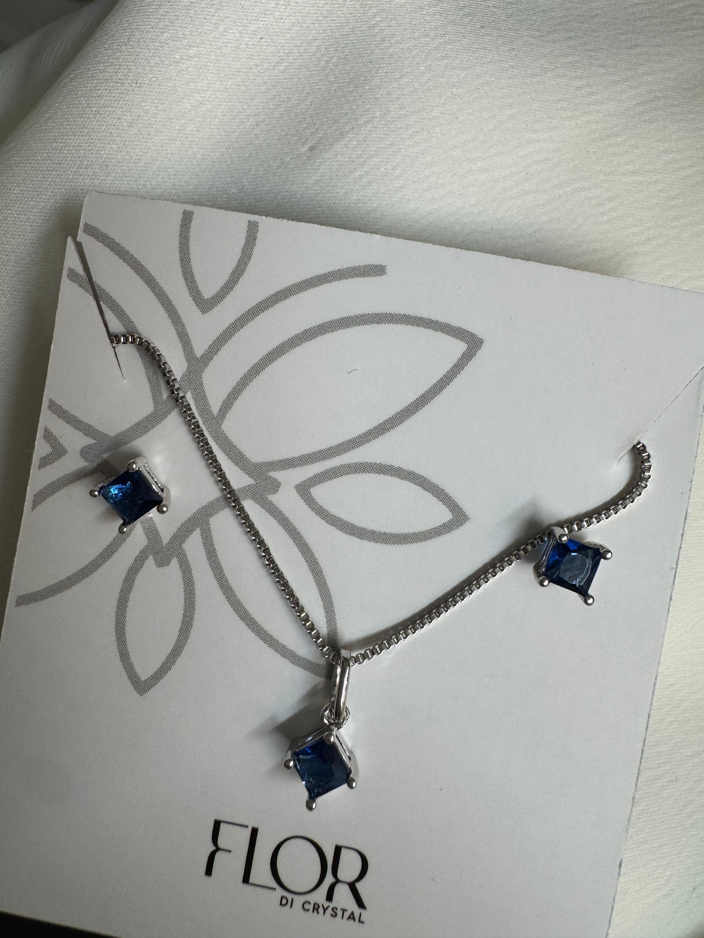 Conjunto - Conjunto delicado quadrado ponto de luz azul