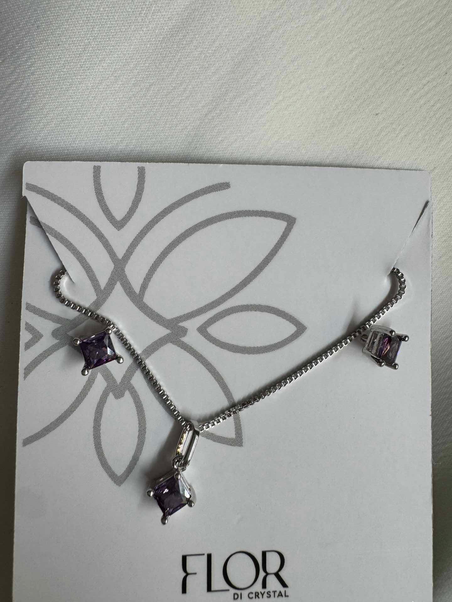 Conjunto - Conjunto delicado ponto de luz quadrado ametista