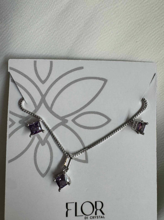 Conjunto - Conjunto delicado ponto de luz quadrado ametista