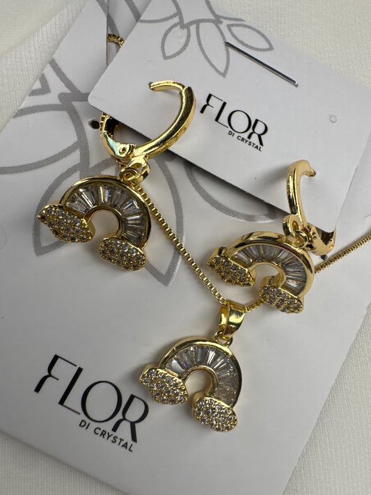 Conjunto - Conjunto delicado de arco-iris cravejado