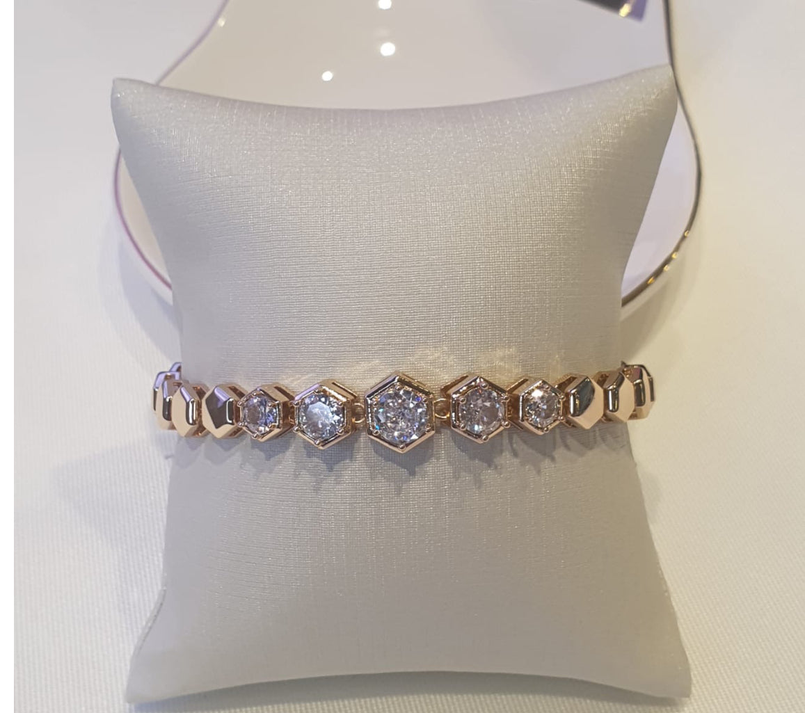 Pulseira - Pulseira Luxo lisa com cravejada