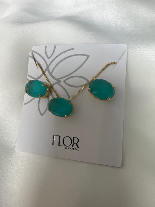 Conjunto - Conjunto de oval turquesa media