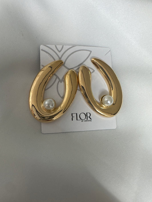 Outros - Brinco organico em U com perola