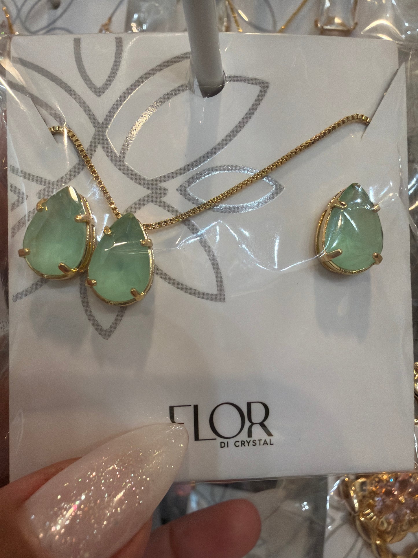 Conjunto - Conjunto de gota verde aqua media