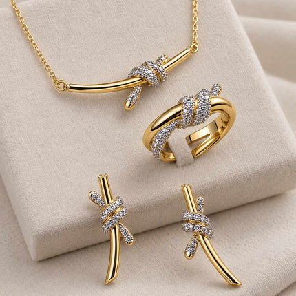 Conjunto insp tiff brinco colar e anel