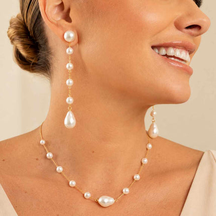 Conjunto inspiracao de perolas baroca 