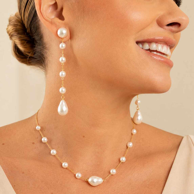 Conjunto inspiracao de perolas baroca 