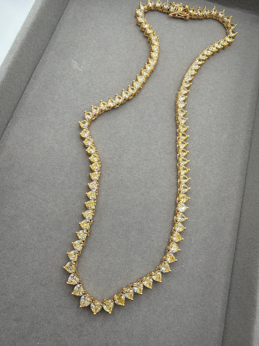 Colar - Rivieira de coracao 4mm Amarelo Manteiga 18k - 40cm