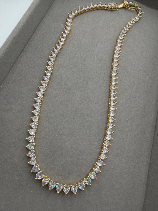 Colar - Rivieira de coracao 4mm Cristal 18k - 40cm