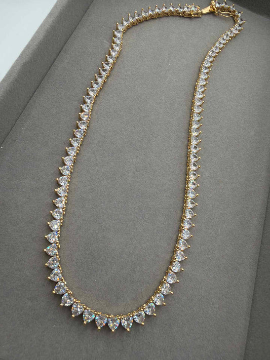 Rivieira de coracao 4mm Cristal 18k - 40cm