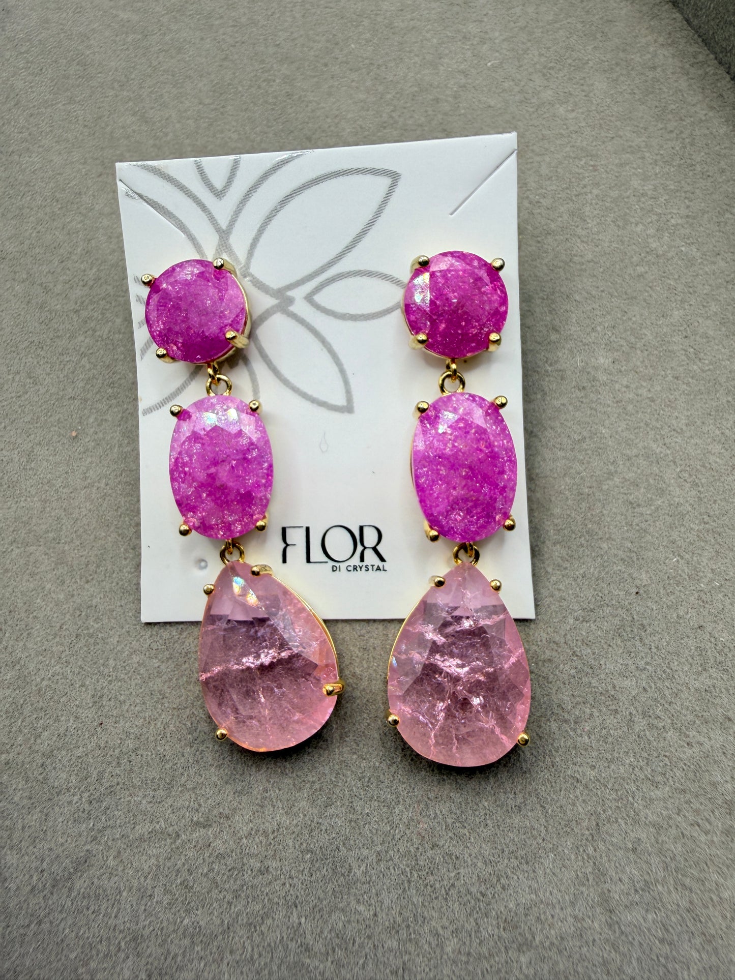 Brinco - Brinco Fuchia Pedra Bombardeada