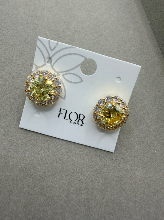 Brinco - Brinco Ponto de Luz Grande em Citrino e Zirconias