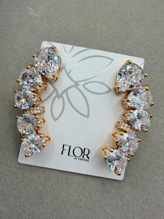 Brinco - Earcuff Maxi em Zirconias de Gotas