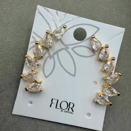 Earcuff  cristal de rocha de Gotas delicado