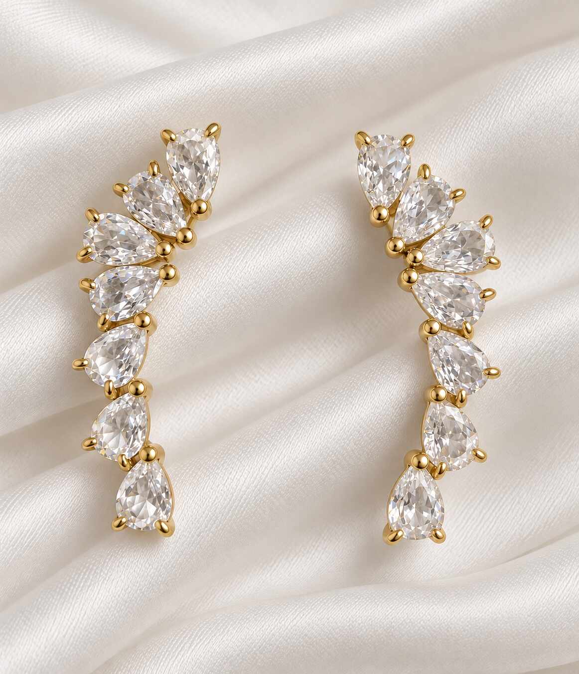 Earcuff  cristal de rocha de Gotas delicado